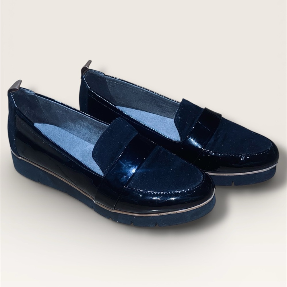 Dr. Scholl's Webster Loafers Women's 9 WIDE Glossy Black Comfort Preppy
